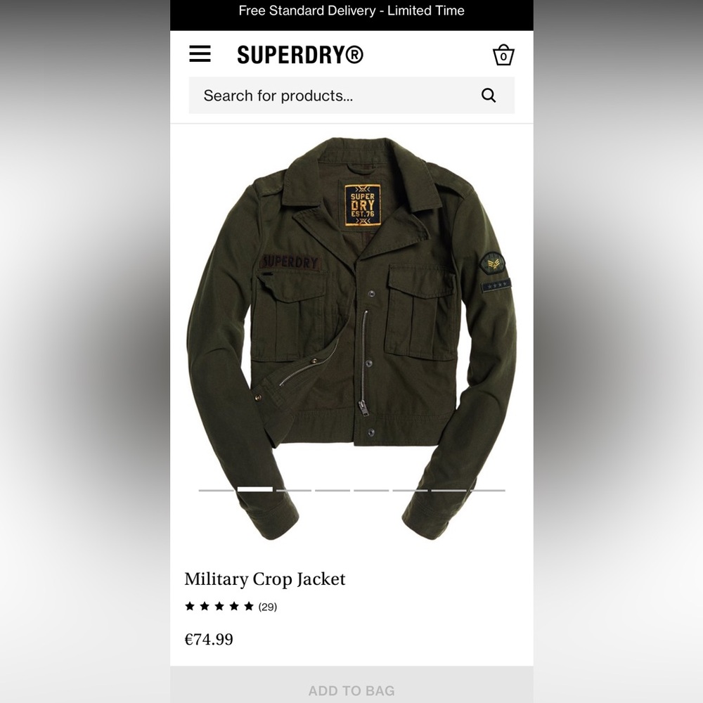 SUPERDRY Women’s Military Crop Jacket - Size 8 US, 12 UK, EU 40